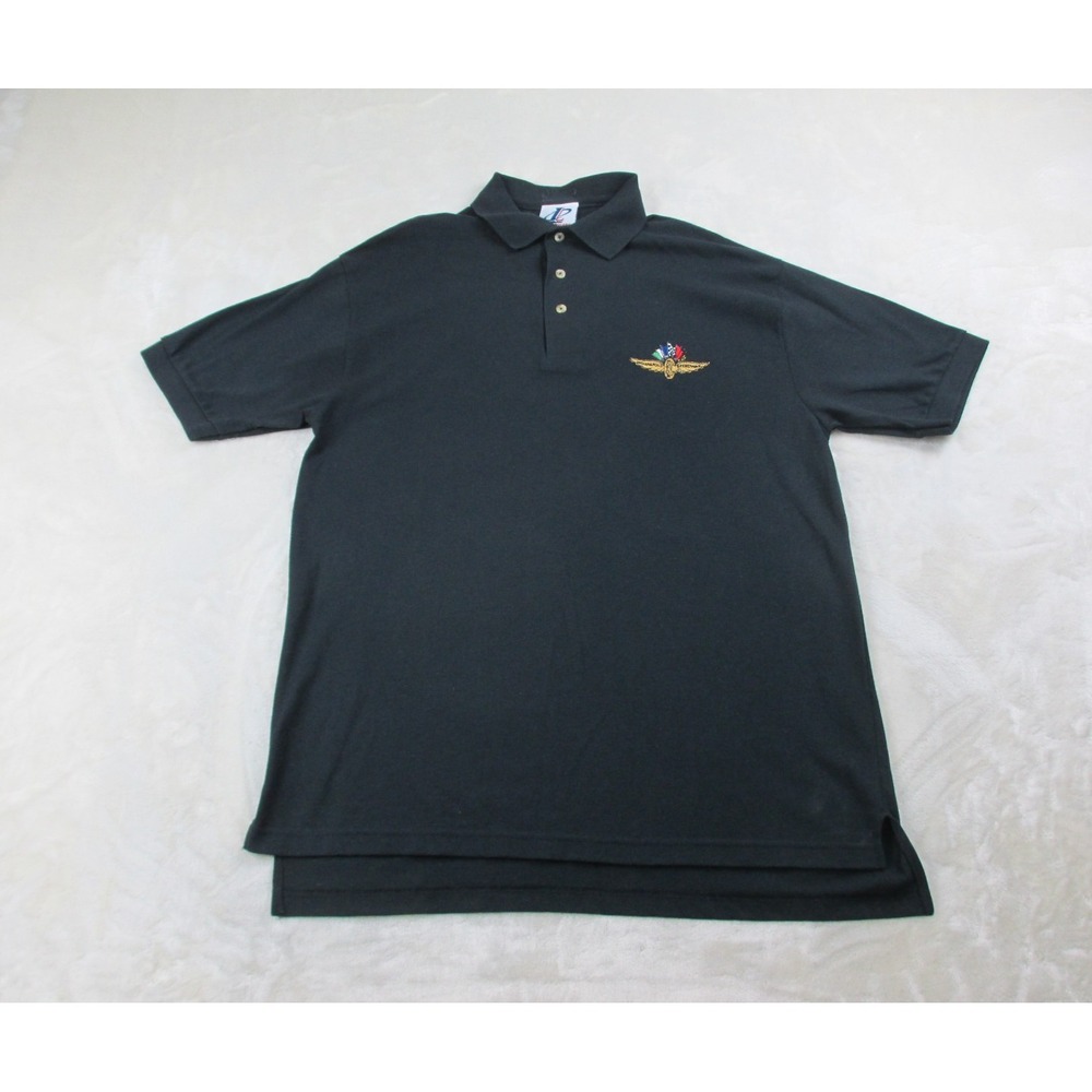 VINTAGE Indianapolis Motor Speedway Polo Shirt Mens Extra Large Black Racing*